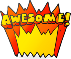 hand drawn cartoon awesome word png