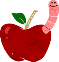 pomme de dessin animé avec ver png