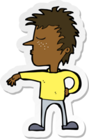 sticker of a cartoon man making camp gesture png