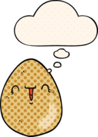 cartoon egg with thought bubble in comic book style png