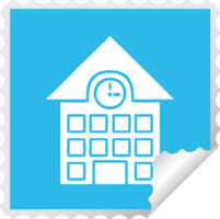 fyrkant peeling klistermärke tecknad serie av en stad hus png