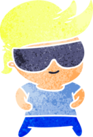 retro cartoon illustration kawaii kid with shades png