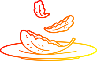 warm gradient line drawing of a cartoon salad leaves png