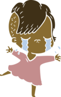 menina chorando de desenho animado de estilo de cor plana png