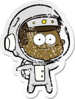 vinheta angustiada de um desenho animado de astronauta feliz png