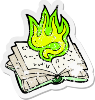 retro distressed sticker of a cartoon magic spell book png