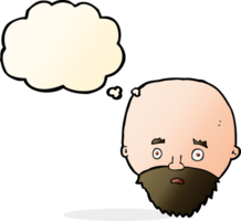 dessin animé homme choqué avec barbe avec bulle de pensée png