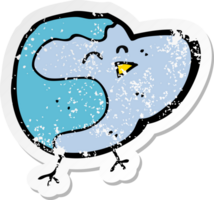 retro distressed sticker of a cartoon bird png