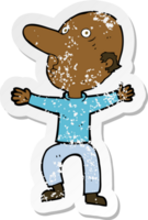 retro distressed sticker of a cartoon worried middle aged man png
