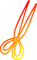 warm gradient line drawing of a cartoon open scissors png