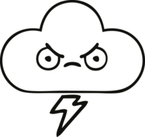 line drawing cartoon of a thunder cloud png