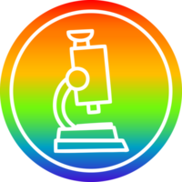 microscopio e diapositiva circolare icona con arcobaleno pendenza finire png