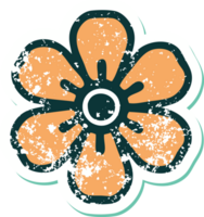 image emblématique de style tatouage d'autocollant en détresse d'une fleur png