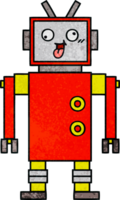 retro grunge structuur tekenfilm van een gek robot png