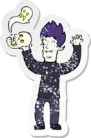 retro noodlijdende sticker van een cartoon griezelige vampier png