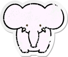 distressed sticker of a quirky hand drawn cartoon elephant png