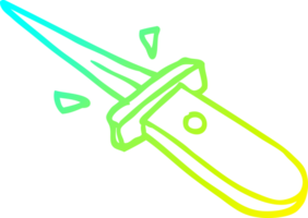 cold gradient line drawing of a cartoon flick knife png