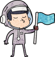 cartoon confident astronaut waving flag png