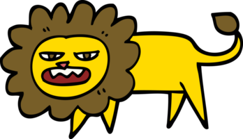 lion en colère de dessin animé de style doodle dessiné à la main png