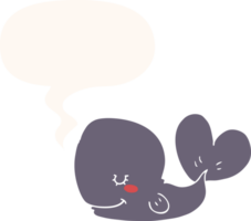 cartoon whale with speech bubble in retro style png