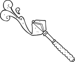 hand drawn black and white cartoon bloody medieval mace png