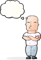 cartoon tough guy with thought bubble png