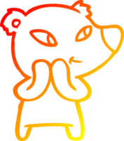 warm gradient line drawing of a cute cartoon bear png