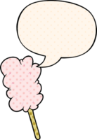 cartoon candy floss on stick with speech bubble in comic book style png