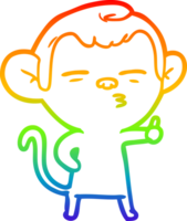 arcobaleno pendenza linea disegno di un' cartone animato sospetto scimmia png
