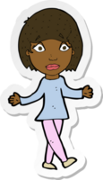 sticker of a cartoon surprised woman png