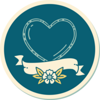 sticker of tattoo in traditional style of a heart and banner png