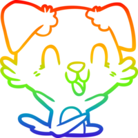 rainbow gradient line drawing of a laughing cartoon dog png