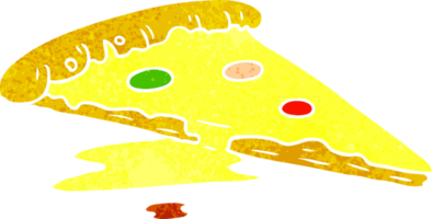 hand drawn retro cartoon doodle of a slice of pizza png