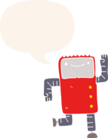 cartoon robot with speech bubble in retro style png
