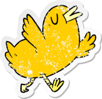 distressed sticker of a cartoon happy bird png