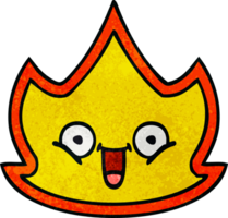 retro grunge texture cartoon of a happy fire png