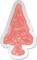 distressed old cartoon sticker single snow covered tree png