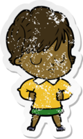 distressed sticker of a cartoon woman png