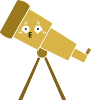 flat color retro cartoon of a telescope png