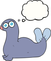 hand drawn thought bubble cartoon seal png