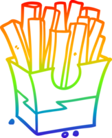 rainbow gradient line drawing of a junk food fries png