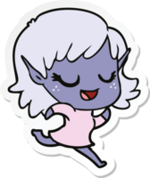 sticker of a happy cartoon elf girl running png