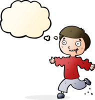 cartoon excited boy with thought bubble png