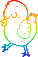 rainbow gradient line drawing of a cartoon bird png