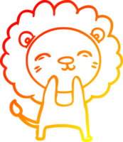 warm gradient line drawing of a cartoon lion png