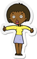 sticker of a cartoon amazed woman png