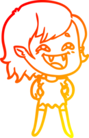 warm gradient line drawing of a cartoon laughing vampire girl png