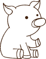 schattig varken houtskool tekening png