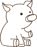 dessin au fusain de cochon mignon png