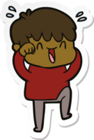 sticker of a cartoon laughing boy png